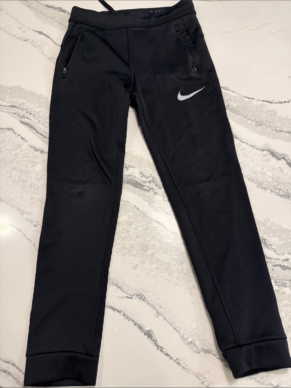 Nike Black Jogger Sweatpants with White Swoosh Logo - Kids